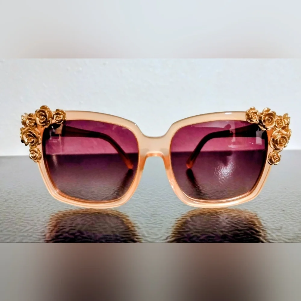 Dolce & Gabbana Rose Embellished Sunglasses - Rose Gold and Purple - Picture 7 of 9